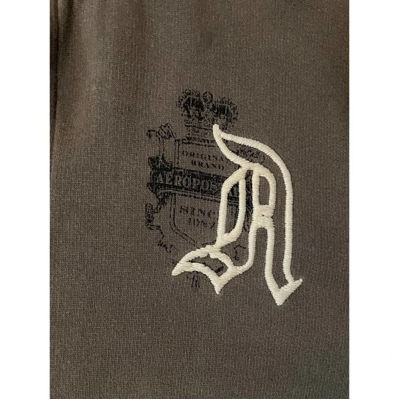 Mens Aeropostale Long Sleeve XL 3/4 Zip Warm Athletic Brown Logo With Pockets - Picture 9 of 10